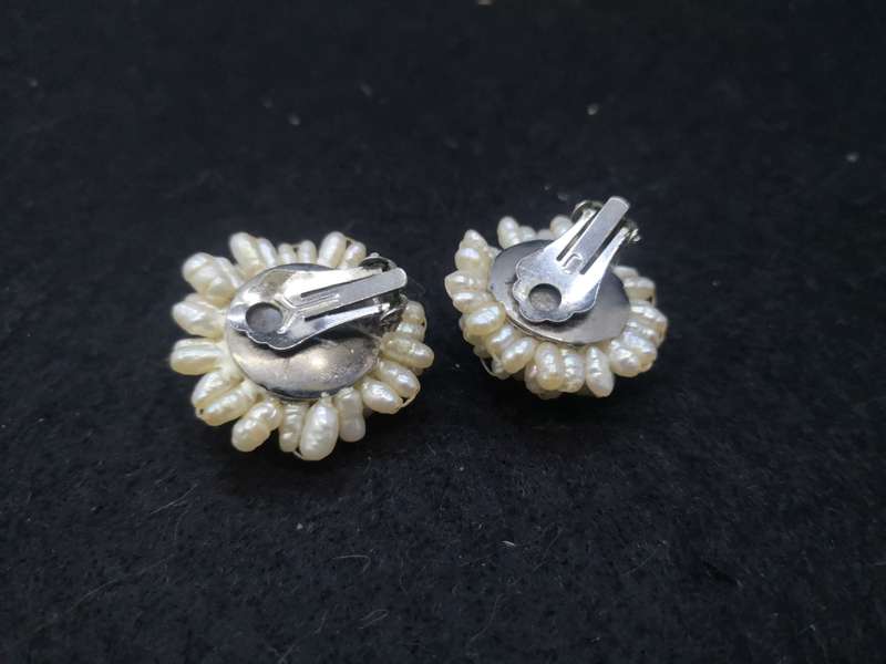 Vintage Rice pearl clip on earrings