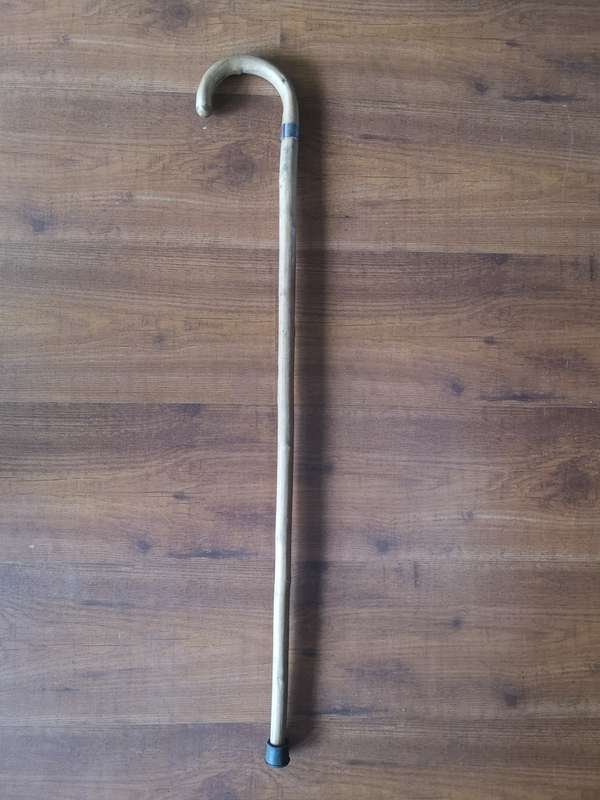 Vintage walking stick with silver cuff - engraved
