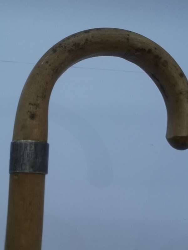 Vintage walking stick with silver cuff - engraved