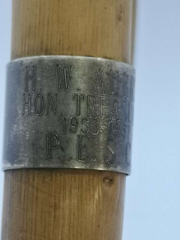 Vintage walking stick with silver cuff - engraved