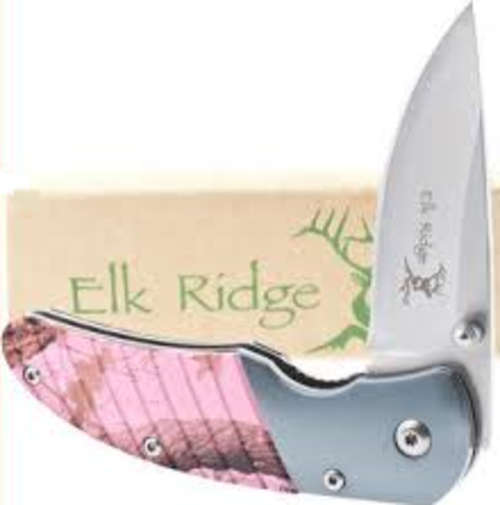 Elk Ridge Snow Blind Pink Camo Folding Pocket Knife Hunting/Skinning Hunter