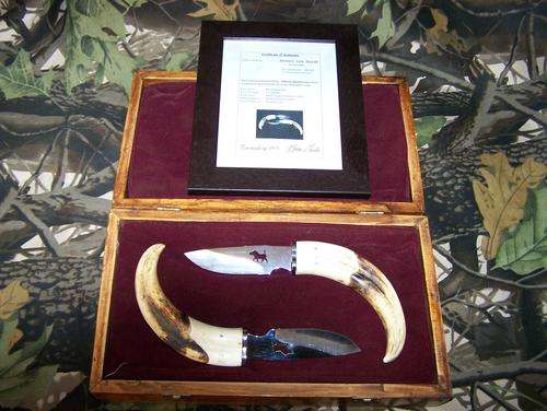 Custom Matching pair of Warthog Tusks Knives / Knife / Hunting Collectors Item