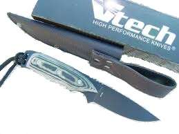 VTECH Knife Night X, Spanish Micarta Handle, Black BladeEDC, Self Defense, Hunting & Zombies