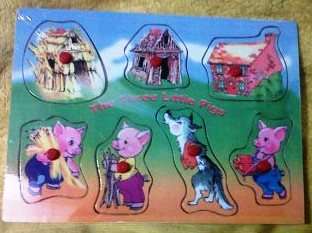 3 Little Pigs A4 Wooden Puzzle - REDUCED POSTAGE FEES