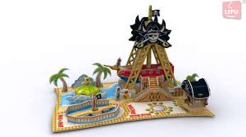 3D Puzzle Fun Amusement Park Pirate Ship:  91 Pieces