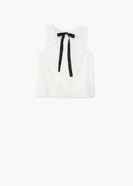 MANGO Lace Panel Tie Behind Top - size medium