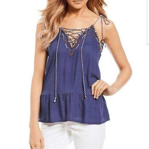 Jessica Simpson Embroided Blue Top