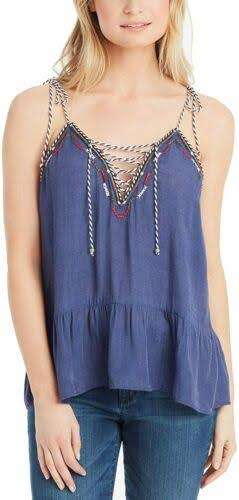 Jessica Simpson Embroided Blue Top