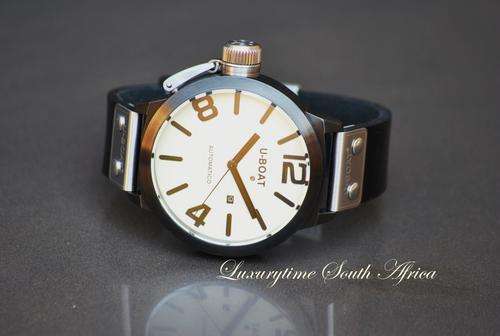 U-Boat Automatic Beige Dial Black Leather Strap Mens Left Hook***CRAZY R1 NO RESERVE***