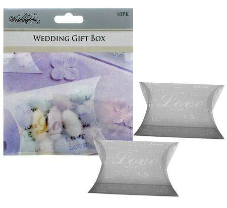 10 x Frosted Pillow Wedding Favor Boxes