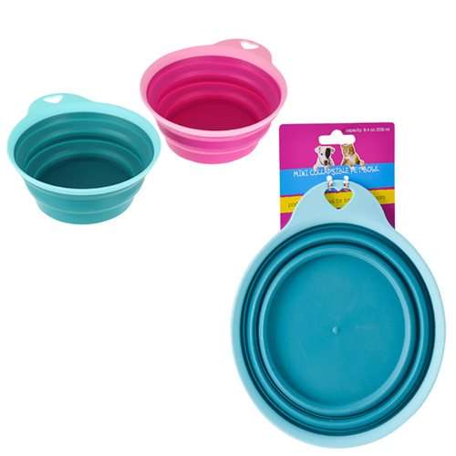2 x 13 cm COLLAPSIBLE PET FOOD/WATER BOWLS