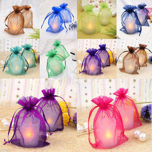 7 X 9 cm - 100 Piece PACK OF LUXURY SOFT ORGANZA BAGS. MIXED OR SINGLE COLOURS