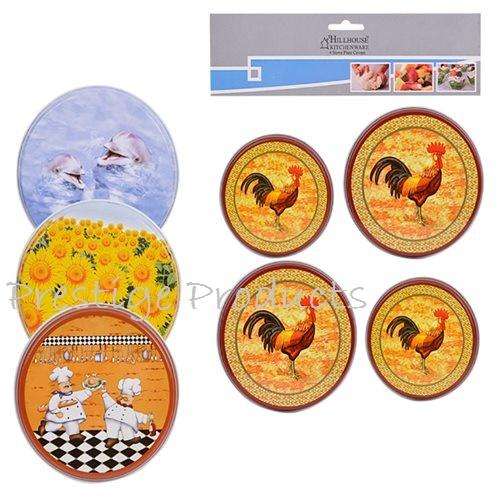 4 PLATE PATTERNED / PRINTED STOVE BURNER COVERS ASSORTED DESIGNS