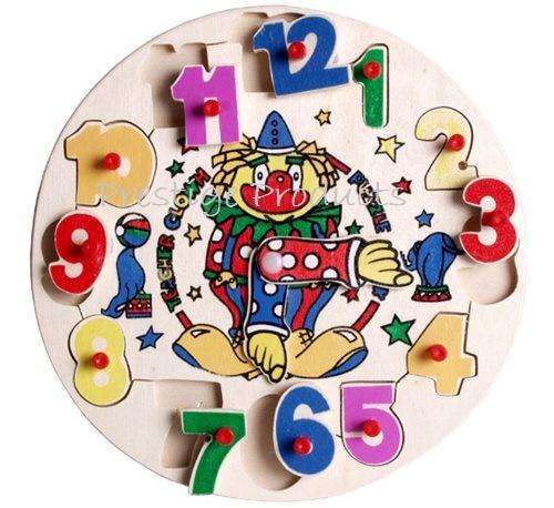 TELLING THE TIME - WOODEN PUSH-IN CLOCK
