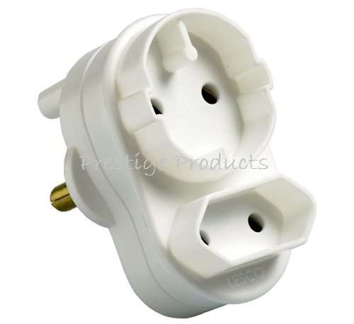 5 X Schuko Twin Adaptor  2x5amp 2 Pin