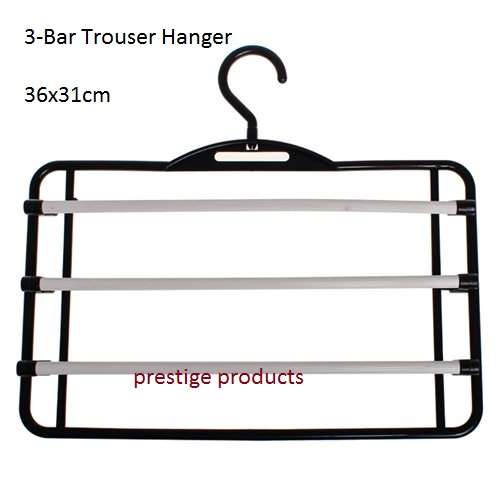 1 X 3-Bar NON-SLIP Trouser/Pants Hanger  36x31cm
