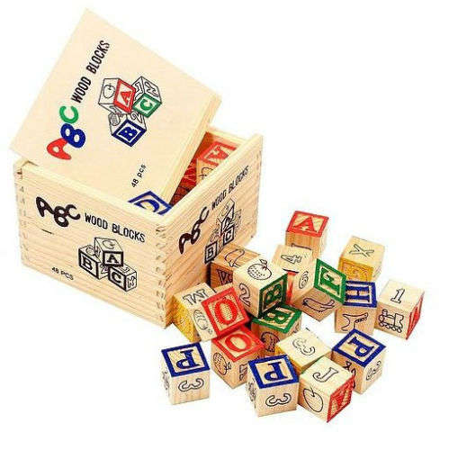 48 Piece ABC letter wood block educational development building toy wooden blocks gift