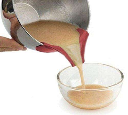NEW PRODUCT - Silicone Pour Spout Slip On Mess Free for Pots Pans & Bowls Kitchen Gadget - Red