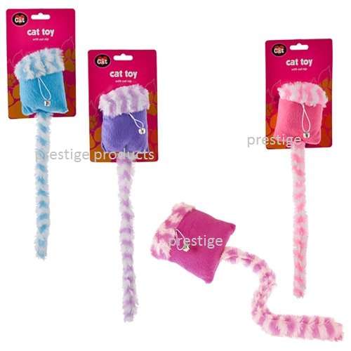 1 X Cat Plush Toy  Assorted Colours With Bell