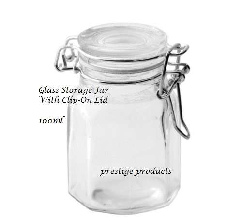 Glass Storage Jar With Clip-On Lid  100ml