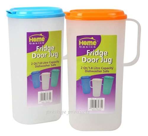 2 x Plastic Slimline Fridge Door Jugs  1.8 Litre