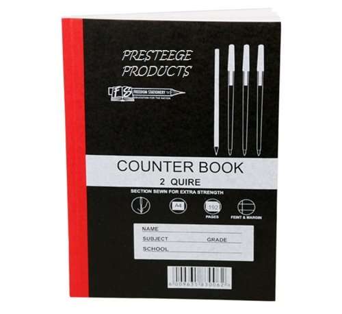 STATIONERY OFFICE SUPPLIES - Hard Cover A4 Counter Book  192 Pages, Feint Ruled with Margin