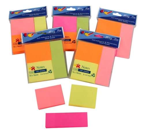 STATIONERY OFFICE SUPPLIES - Self Adhesive Stick Notes  3 sizes per pack