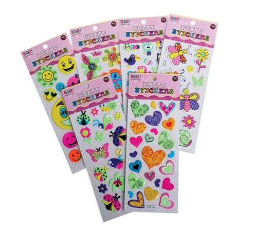 Puffy Stickers  Neon Colours, Assorted