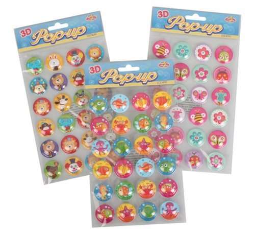 3D Pop Up Round Stickers  Assorted