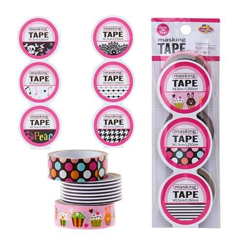 Decorative Masking Tape [3 Rolls] 15mm x 2.5m, as shown
