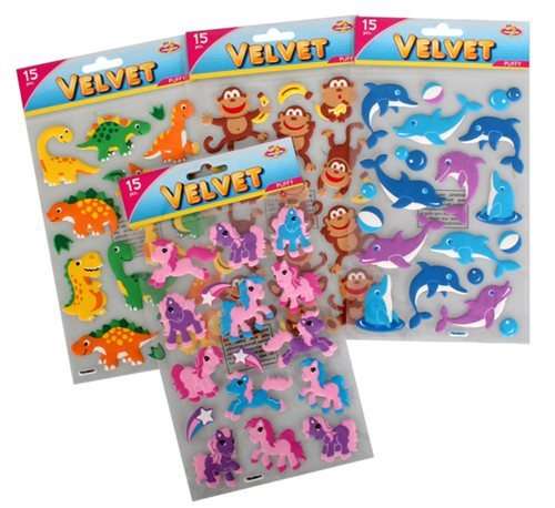 Velvet Puffy Stickers  Assorted Only - Pack of 15
