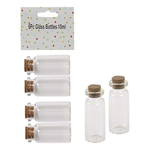 Mini Glass Storage Bottles With Cork  10 ml 6 Piece