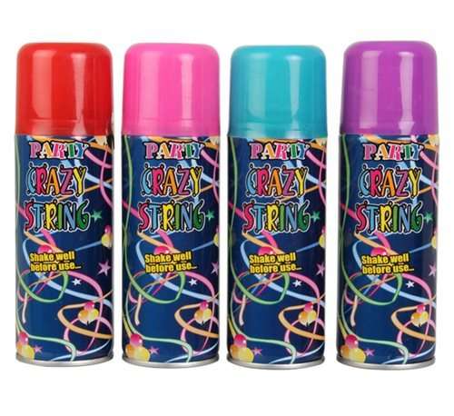 1 x CAN Crazy String Party Spray  280ml, Assorted Colours