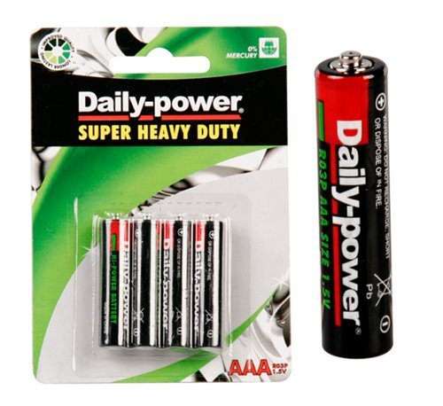 Daily-Power Super Heavy Duty Battery  Size AAA, Card of 4