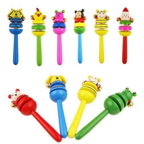 SPECIAL PRICE - ANIMAL WOODEN BELL RATTLE - ASSORTED