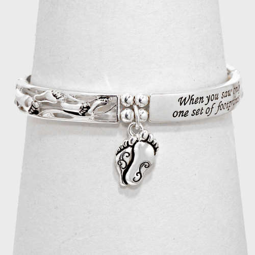 "Follow the footprints " Stretch Religious Bracelet