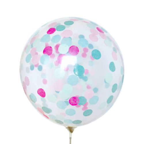 10 x CONFETTI BALLOONS - 30cm Clear Balloon with 100 pieces of 2.5 cm round confetti