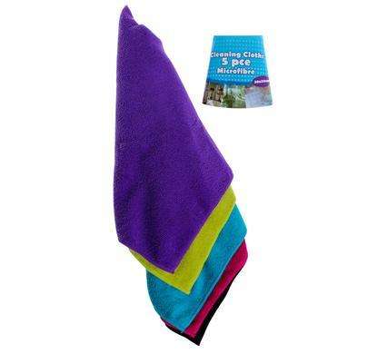 Cloth Microfibre 30x30cm 5pce Mixed Col