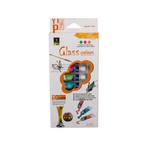 GLASS PAINTING KIT - Glass Paint 6mlx10Pc, With Brush