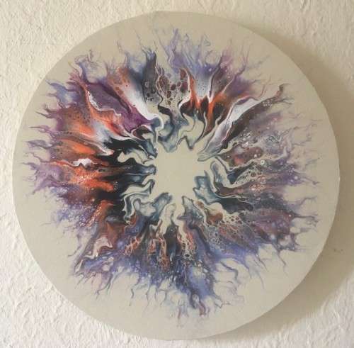 SIMPLY B ART ~ ORIGINAL ACRYLIC ABSTRACT PAINTING ~ 50 cm ROUND CANVAS