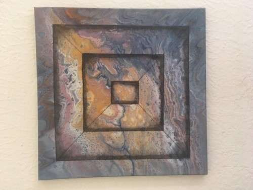 ORIGINAL ABSTRACT ACRYLIC PAINTING - 50 x 50 CM  ARTIST CANVAS. IN 3D "DEPTHS OF WONDER"