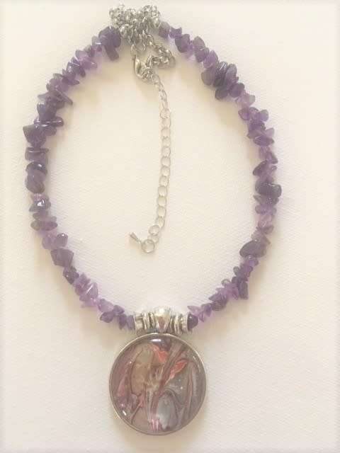 AMETHYST  NATURAL GEMSTONE PENDANT NECKLACE with UNIQUE ONE OF A KIND PENDANT