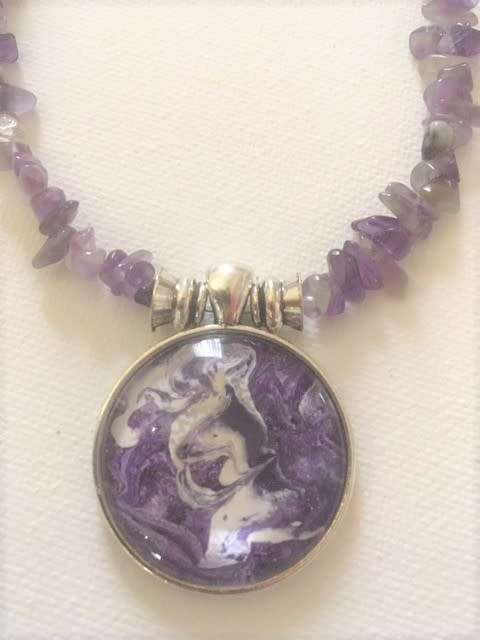 AMETHYST  NATURAL GEMSTONE PENDANT NECKLACE with UNIQUE ONE OF A KIND PENDANT