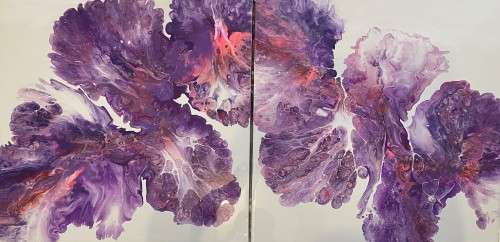 ACRYLIC PAINTING ~ ABSTRACT ORIGINAL ON TWO CANVASES   50cm X 50cm