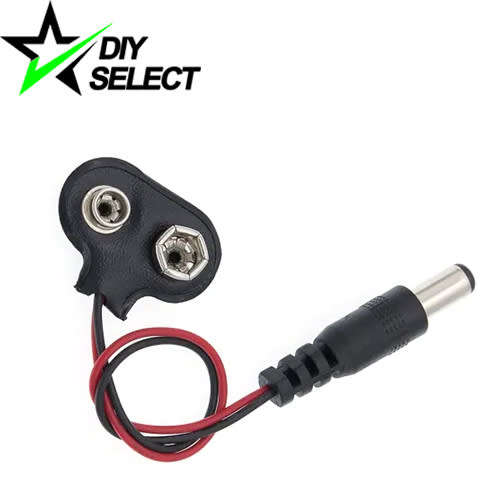 Battery 9V Hard Plastic Snap On Connector + Wire + 2.1mm Male **LOCAL STOCK**
