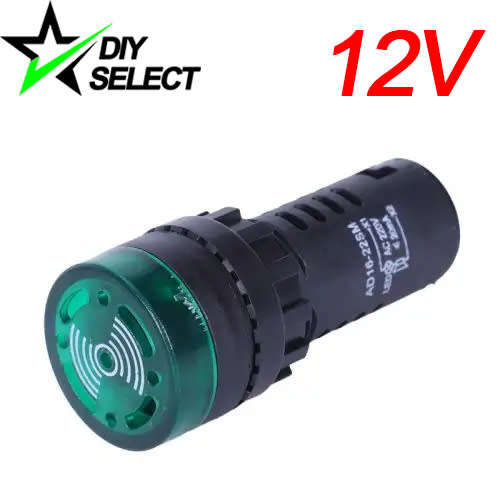 Pilot Light and Buzzer Flashing Signal Green 12V DC **LOCAL STOCK**
