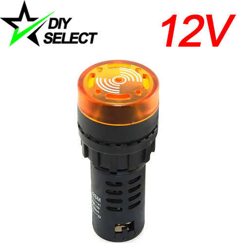 Pilot Light and Buzzer Flashing Signal Yellow 12V DC **LOCAL STOCK**