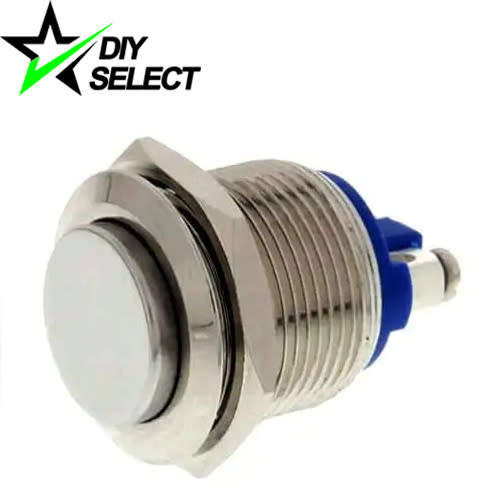 Switch Stainless Steel Finish Push Button Momentary Raised 16mm **LOCAL STOCK**