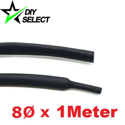 Heat Shrink 8mm Diameter 1 Meter Long Black **LOCAL STOCK**
