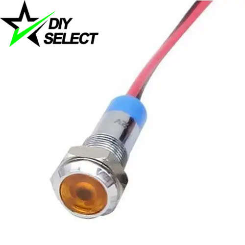 Light Led Signal Metal 6mm 12V Yellow Waterproof **LOCAL STOCK**